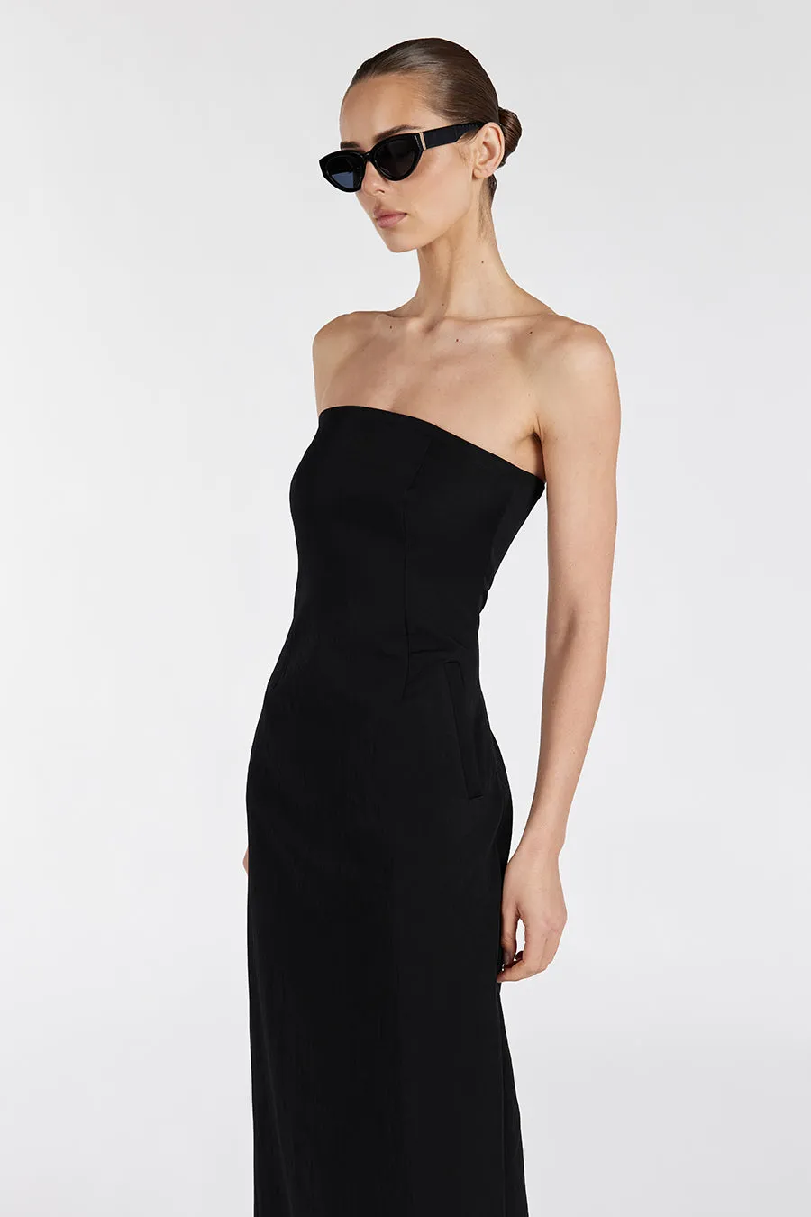 OPAL BLACK STRAPLESS MIDI DRESS sold by Dissh product image thumbnail 2