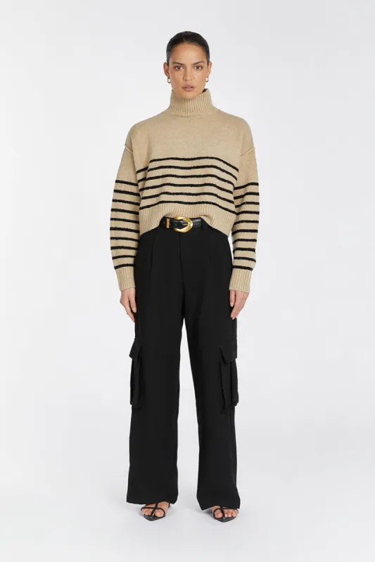 CLEO OAT/BLACK STRIPE JUMPER sold by Dissh