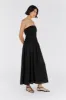 CATANIA BLACK LINEN STRAPLESS DRESS sold by Dissh