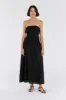 CATANIA BLACK LINEN STRAPLESS DRESS sold by Dissh