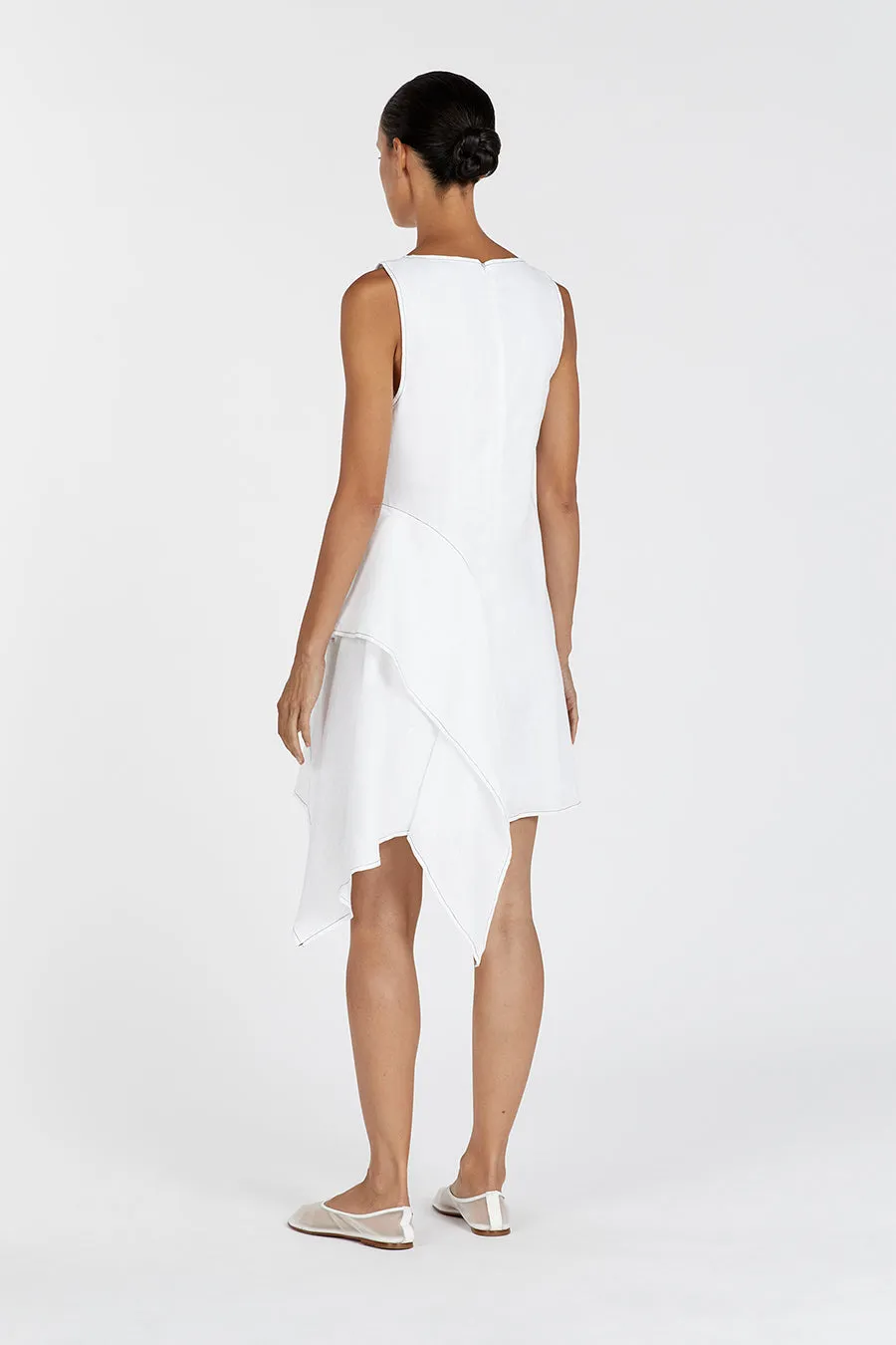 ELSIE WHITE LINEN MINI DRESS sold by Dissh product image thumbnail 4