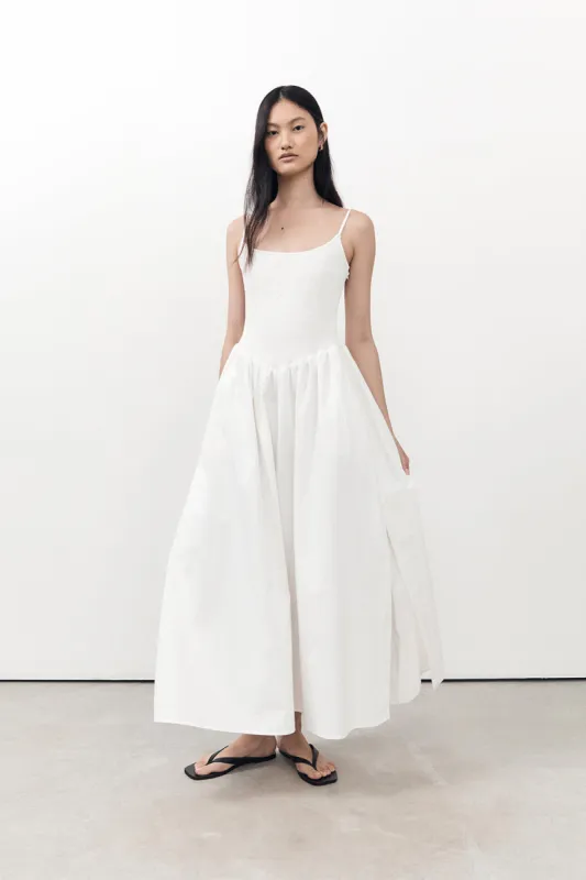 MILANO WHITE COTTON MIDI DRESS sold by Dissh