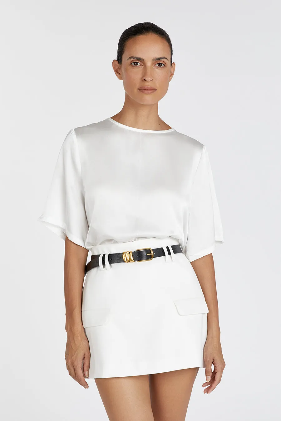 LAYLA WHITE SILK TEE sold by Dissh product image thumbnail 2