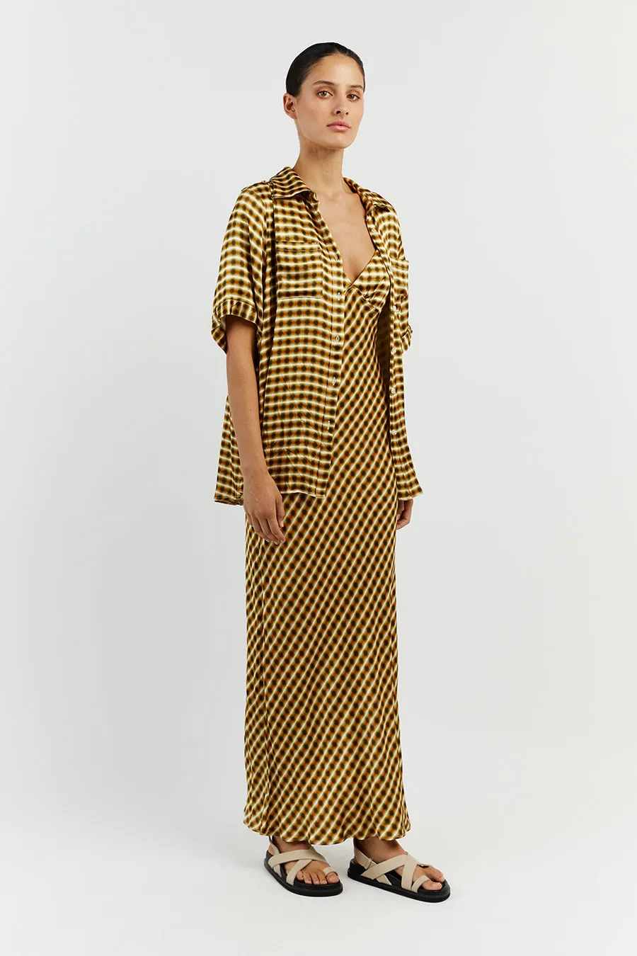 GALA LIME SATIN MIDI DRESS sold by Dissh product image thumbnail 3