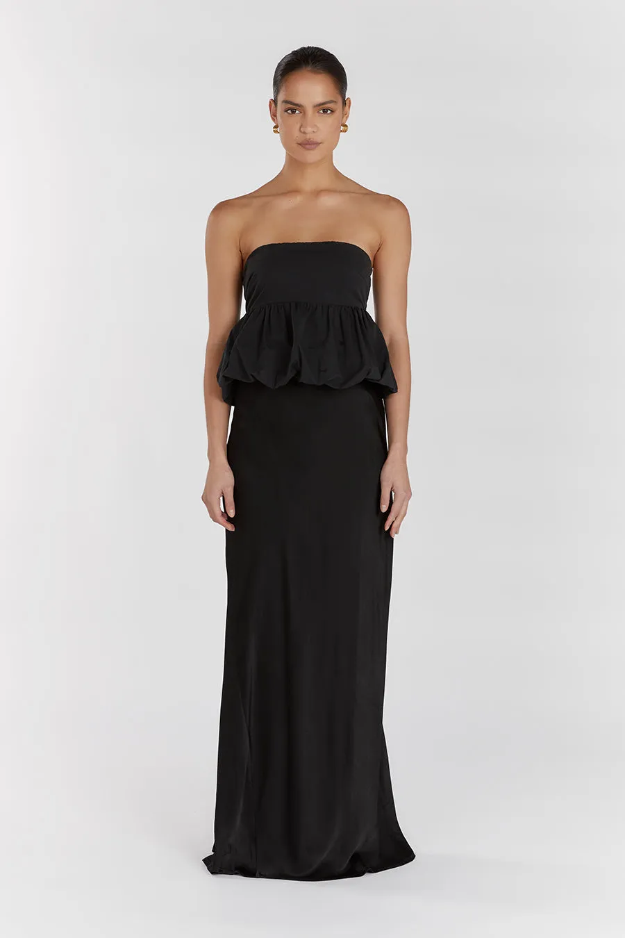 TULLULAH BLACK COTTON BUBBLE TOP sold by Dissh