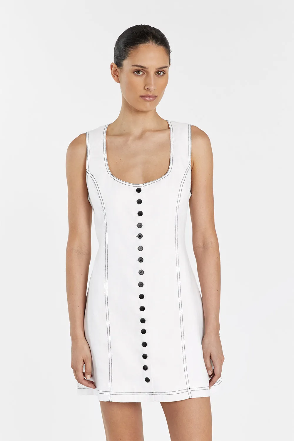 ROSIE WHITE LINEN MINI DRESS sold by Dissh product image thumbnail 2