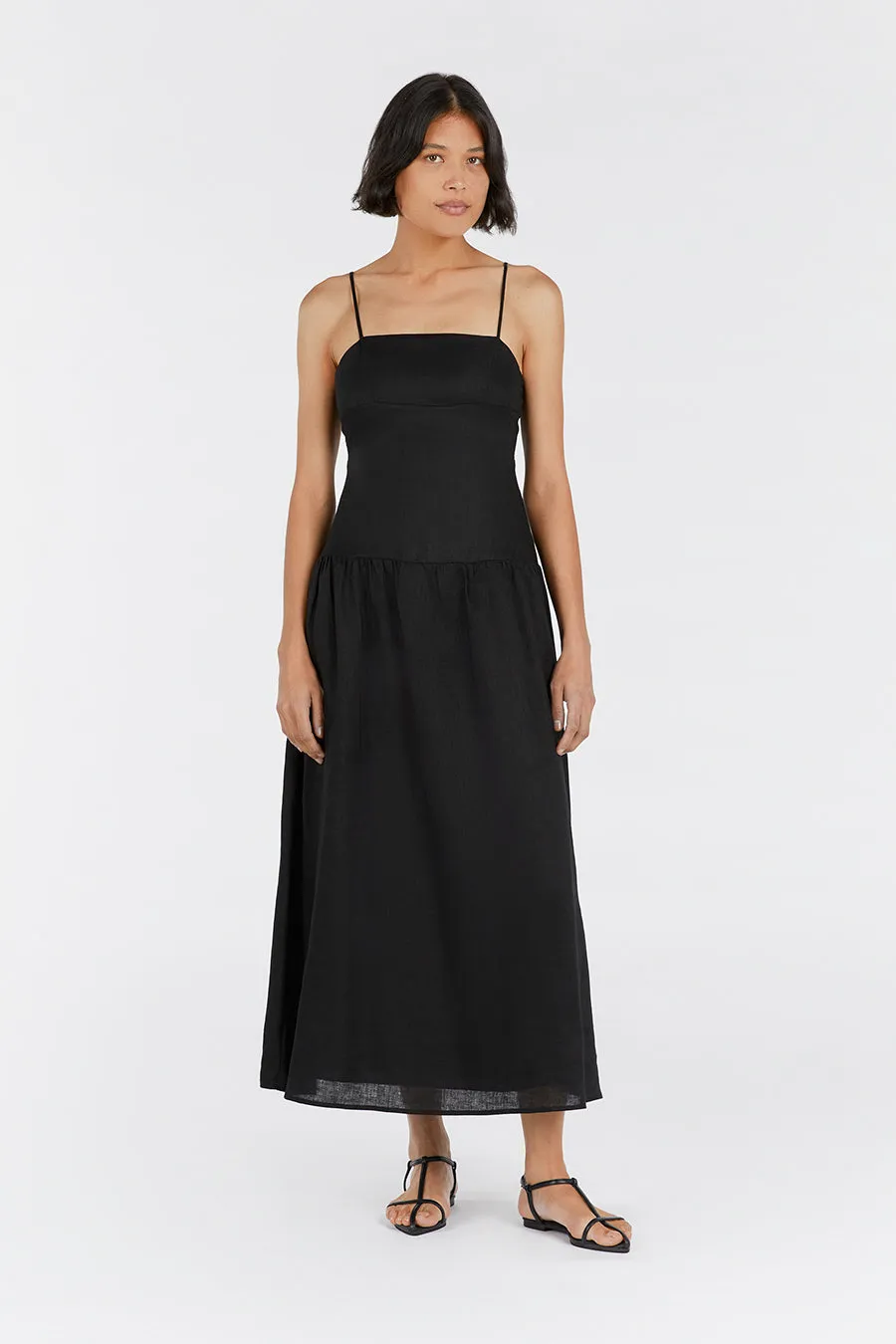 KAY BLACK LINEN MIDI DRESS sold by Dissh product image thumbnail 2