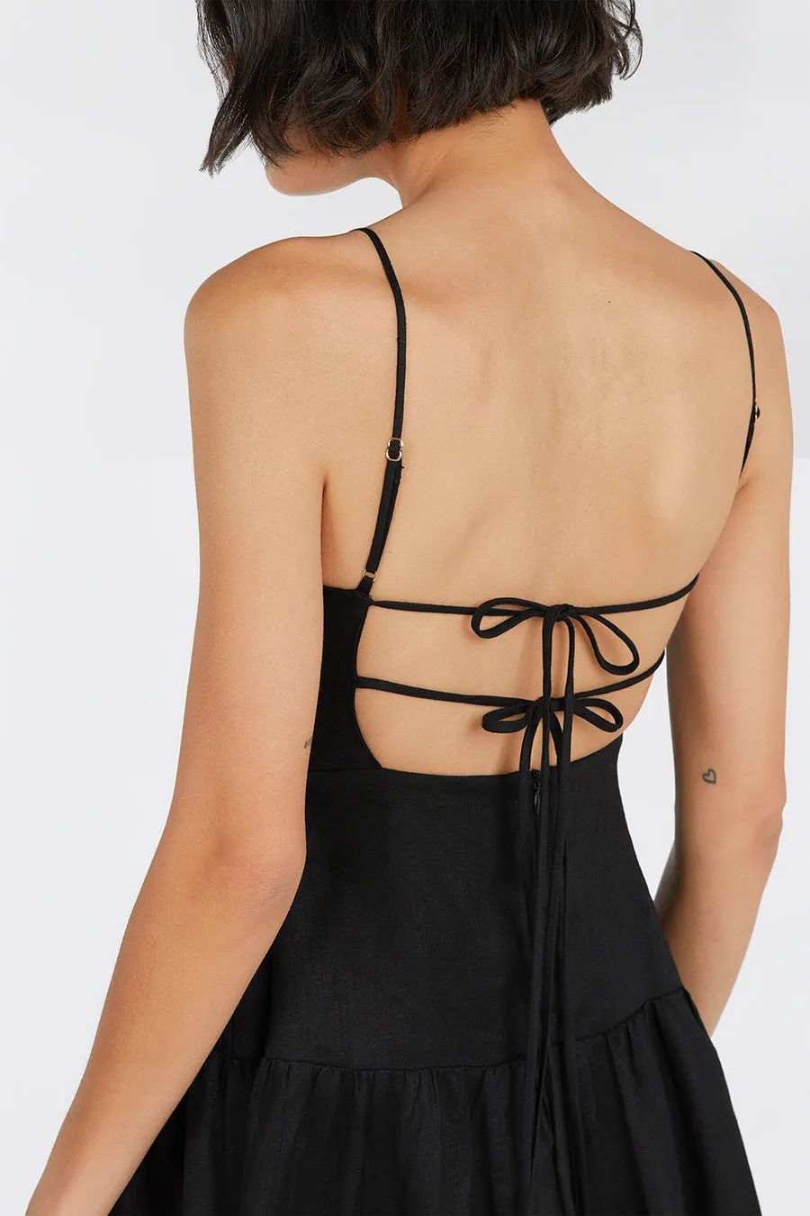 KAY BLACK LINEN MIDI DRESS sold by Dissh product image thumbnail 5