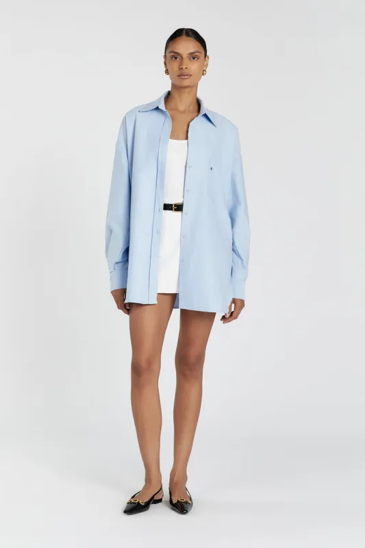 RHEA BLUE OVERSIZED COTTON SHIRT sold by Dissh