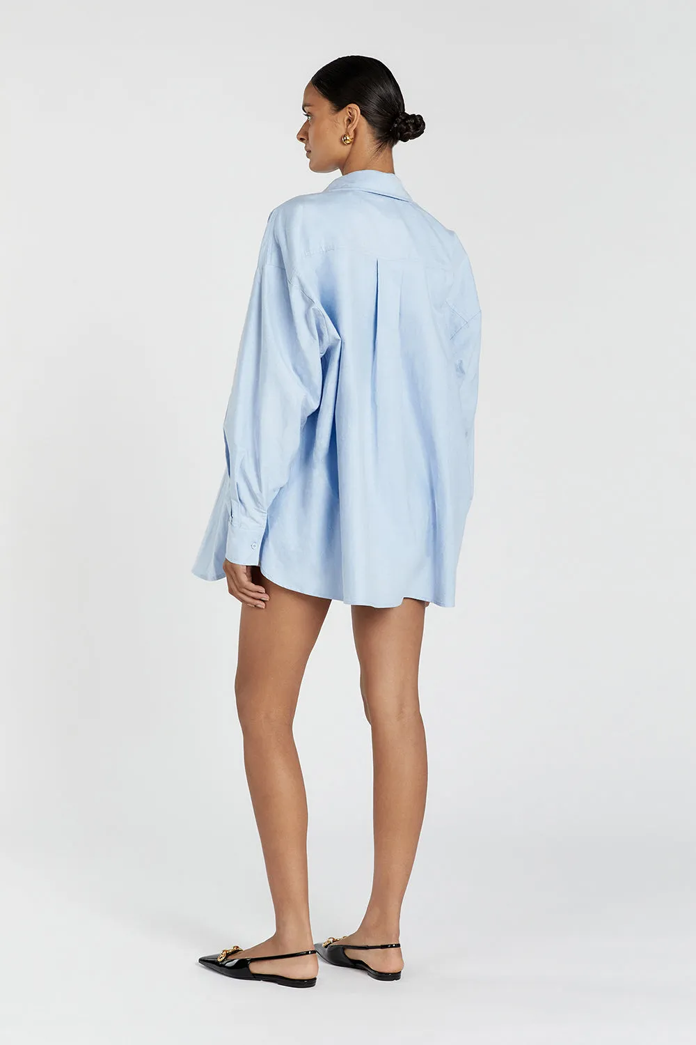 OVERSIZED RHEA BLUE COTTON SHIRT sold by Dissh product image thumbnail 4