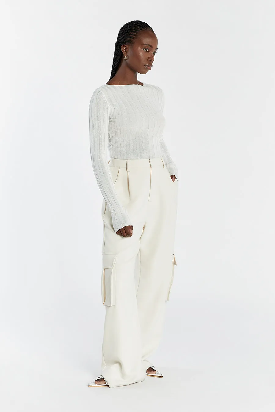 GOLDIE OFF WHITE LONG SLEEVE TOP sold by Dissh product image thumbnail 3