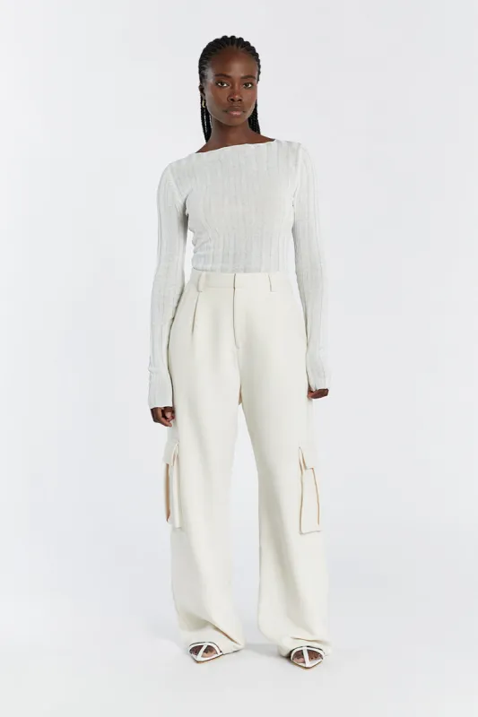 GOLDIE OFF WHITE LONG SLEEVE TOP sold by Dissh