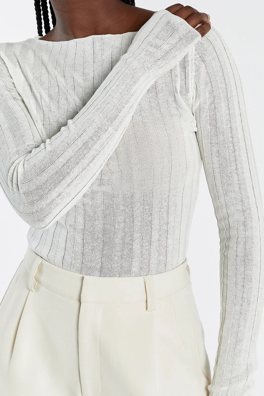 GOLDIE OFF WHITE LONG SLEEVE TOP sold by Dissh product image thumbnail 5