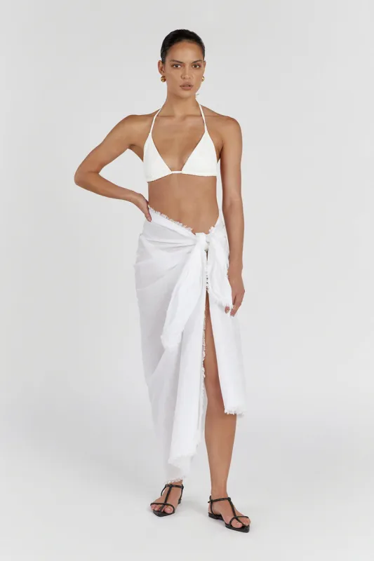 NOVA WHITE LINEN SARONG sold by Dissh