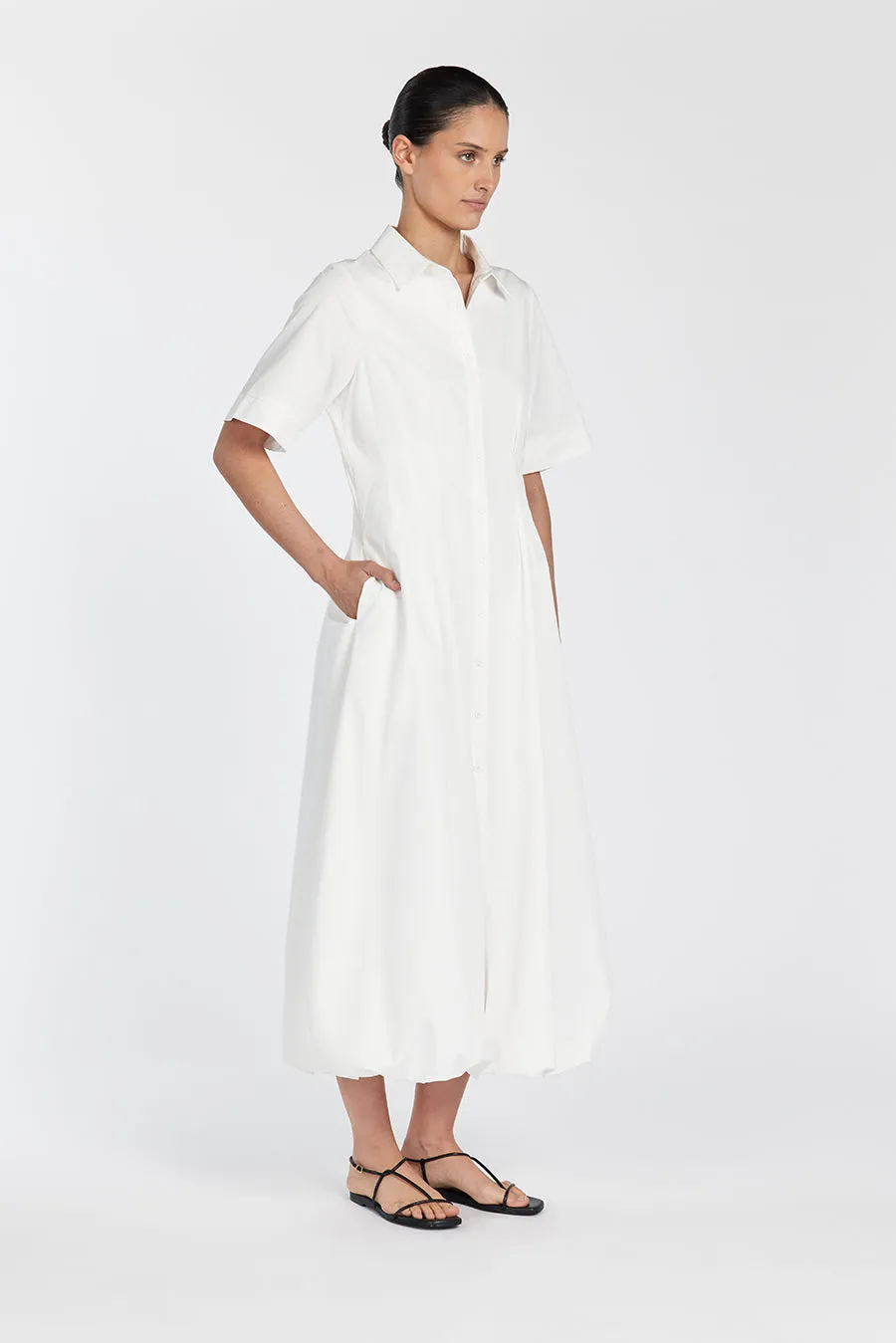 TALLULAH WHITE COTTON MIDI DRESS sold by Dissh product image thumbnail 3