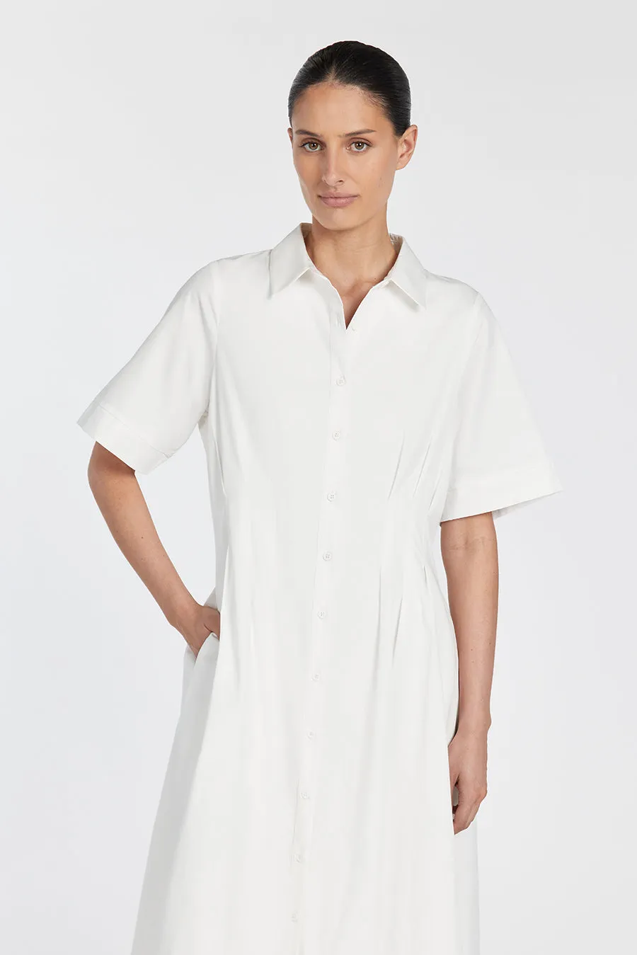 TALLULAH WHITE COTTON MIDI DRESS sold by Dissh product image thumbnail 2