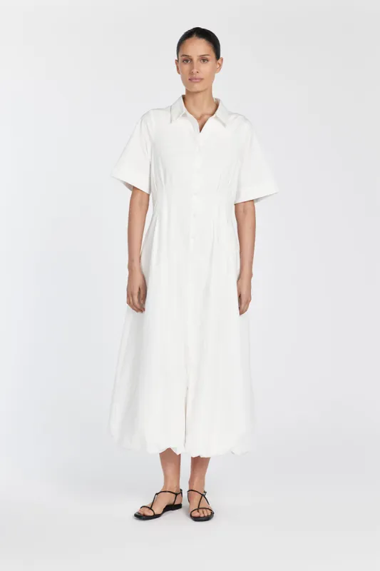 TALLULAH WHITE COTTON MIDI DRESS sold by Dissh
