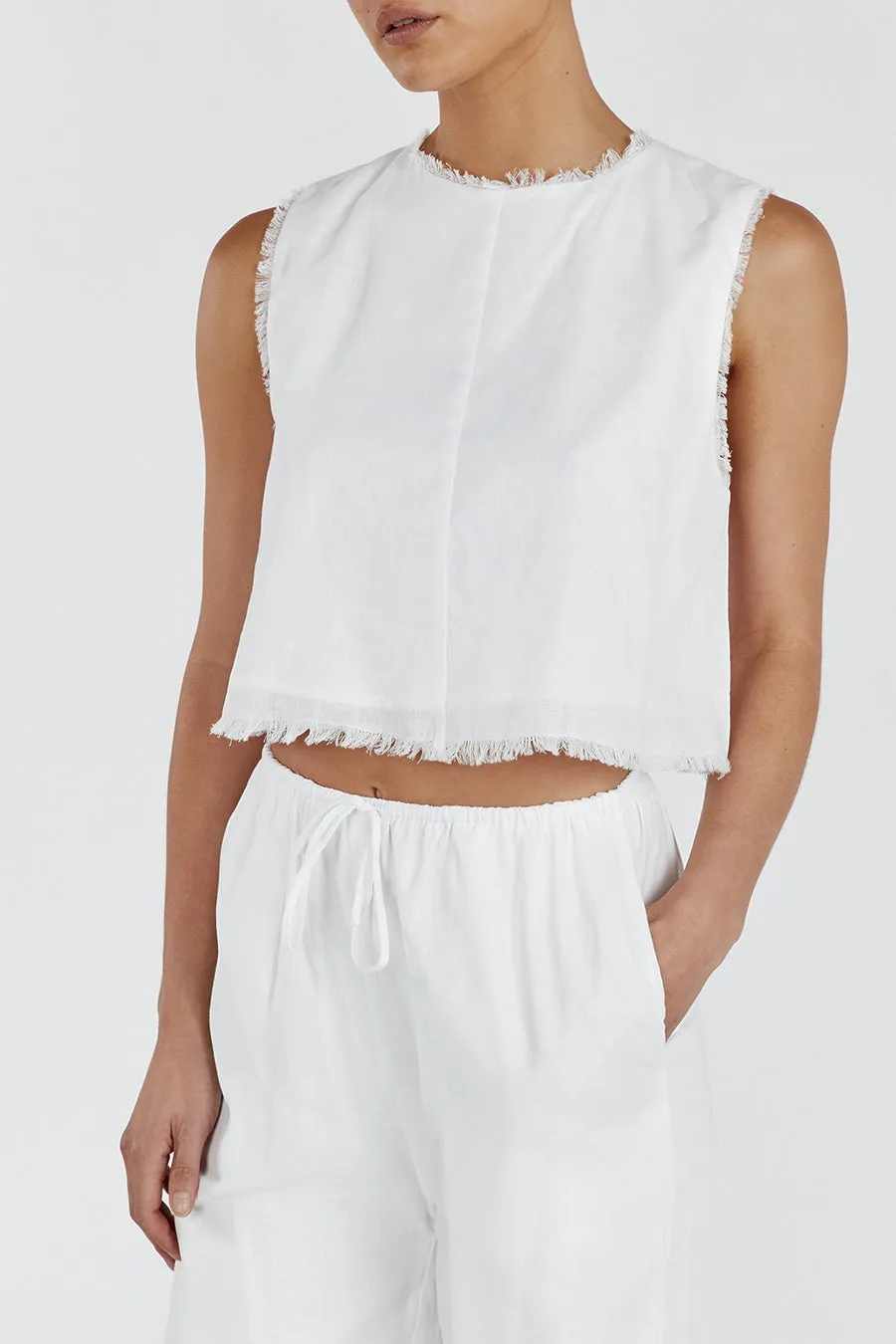 NOVA WHITE LIGHT WEIGHT LINEN TOP sold by Dissh product image thumbnail 5