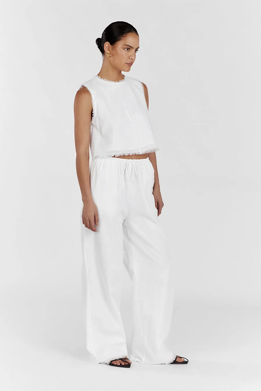 NOVA WHITE LIGHT WEIGHT LINEN TOP sold by Dissh product image thumbnail 3