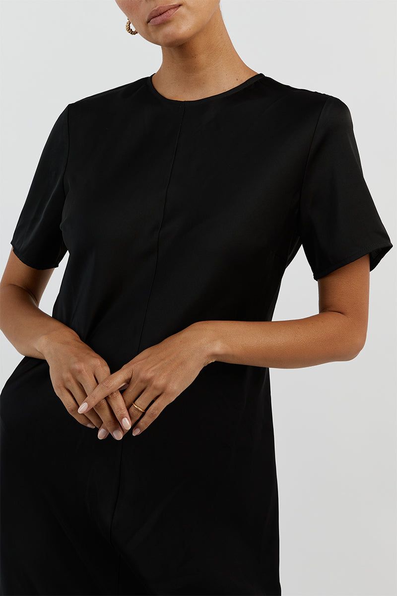 BLOOM BLACK SATIN SLEEVE MIDI DRESS sold by Dissh product image thumbnail 5