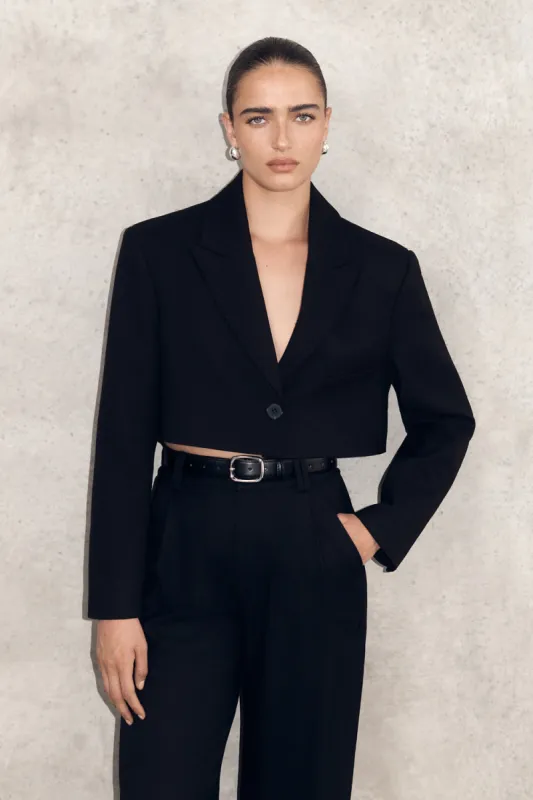 FREYA BLACK CROPPED BLAZER sold by Dissh
