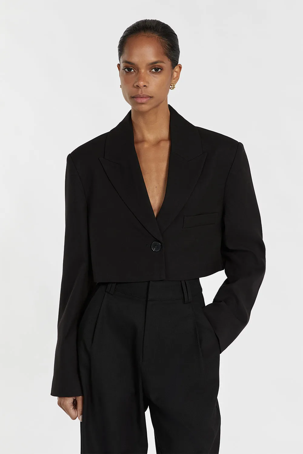FREYA BLACK CROPPED BLAZER sold by Dissh product image thumbnail 3