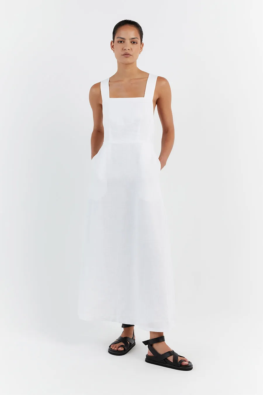 ZADIE WHITE APRON LINEN MIDI DRESS sold by Dissh product image thumbnail 2