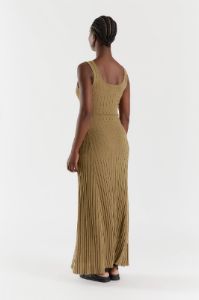 GOLDIE KHAKI MARLE SCOOP MIDI DRESS sold by Dissh