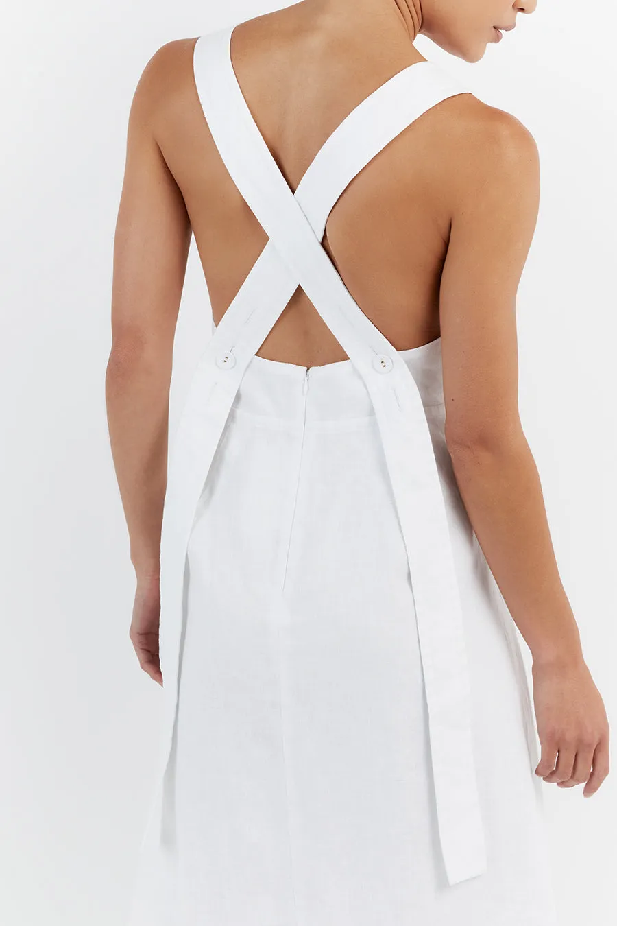 ZADIE WHITE APRON LINEN MIDI DRESS sold by Dissh product image thumbnail 5