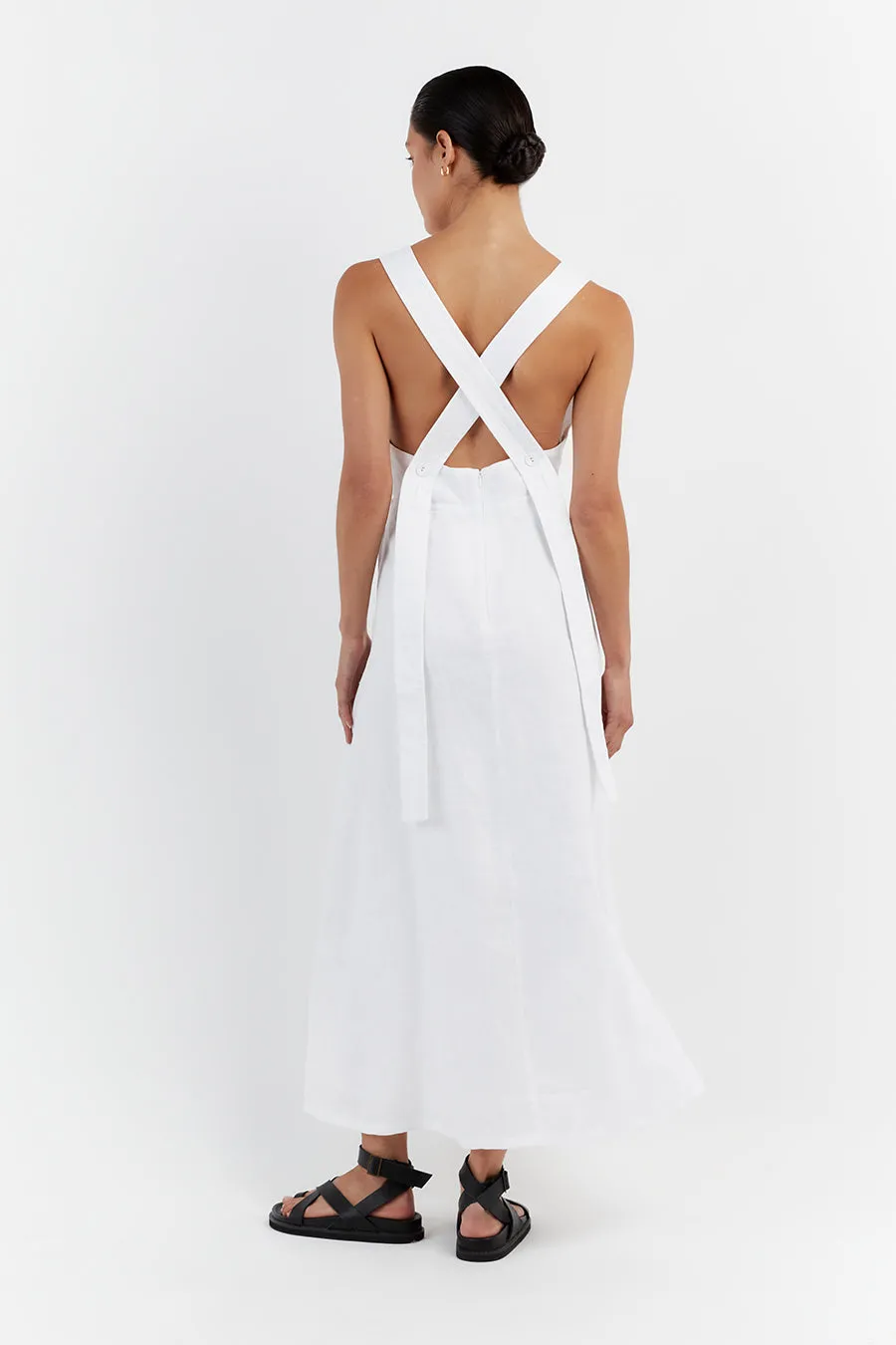 ZADIE WHITE APRON LINEN MIDI DRESS sold by Dissh product image thumbnail 4