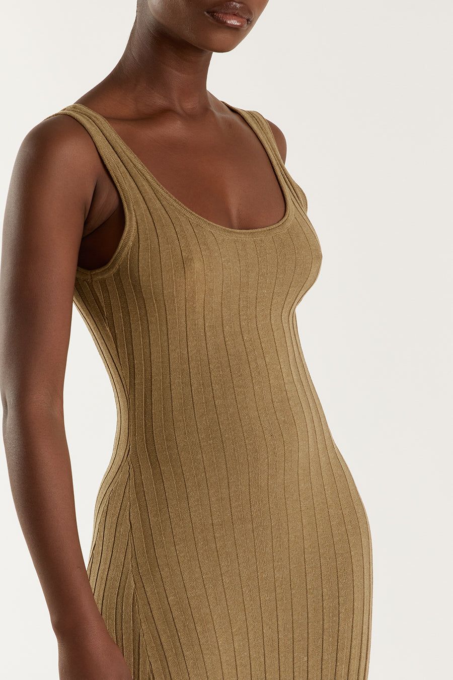 GOLDIE KHAKI MARLE SCOOP MIDI DRESS sold by Dissh product image thumbnail 5