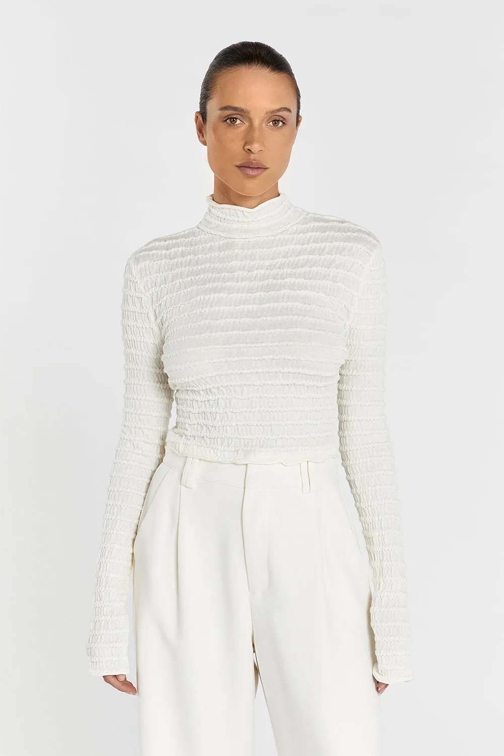 HENDRICK CREAM LONG SLEEVE KNIT TOP sold by Dissh product image thumbnail 2