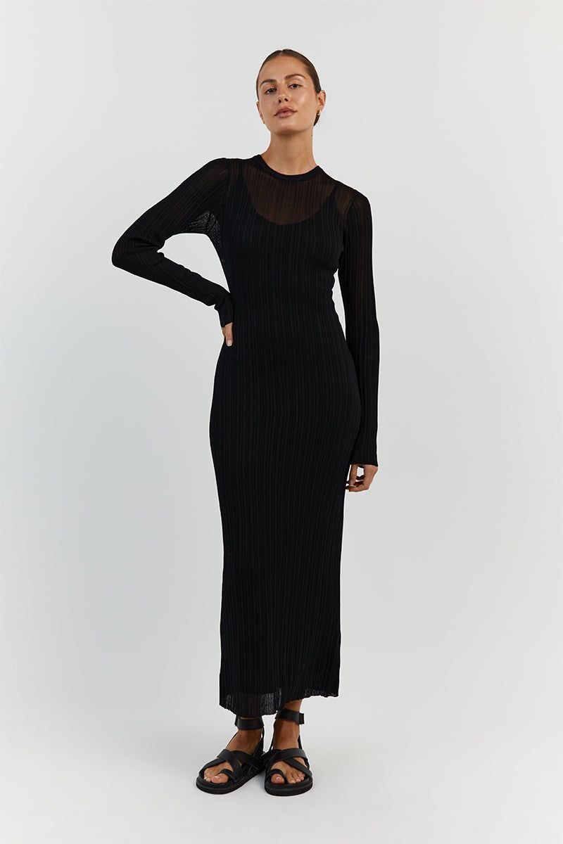 HARPER BLACK LONG SLEEVE KNIT DRESS sold by Dissh product image thumbnail 2