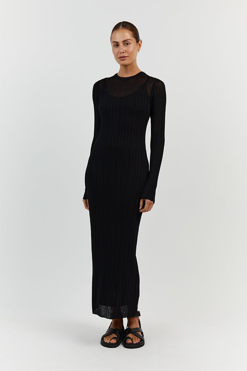 HARPER BLACK LONG SLEEVE KNIT DRESS sold by Dissh