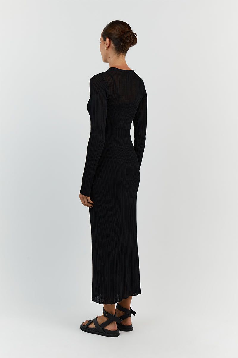 HARPER BLACK LONG SLEEVE KNIT DRESS sold by Dissh product image thumbnail 4