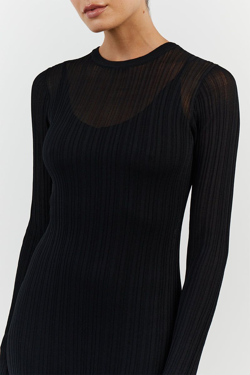 HARPER BLACK LONG SLEEVE KNIT DRESS sold by Dissh product image thumbnail 5