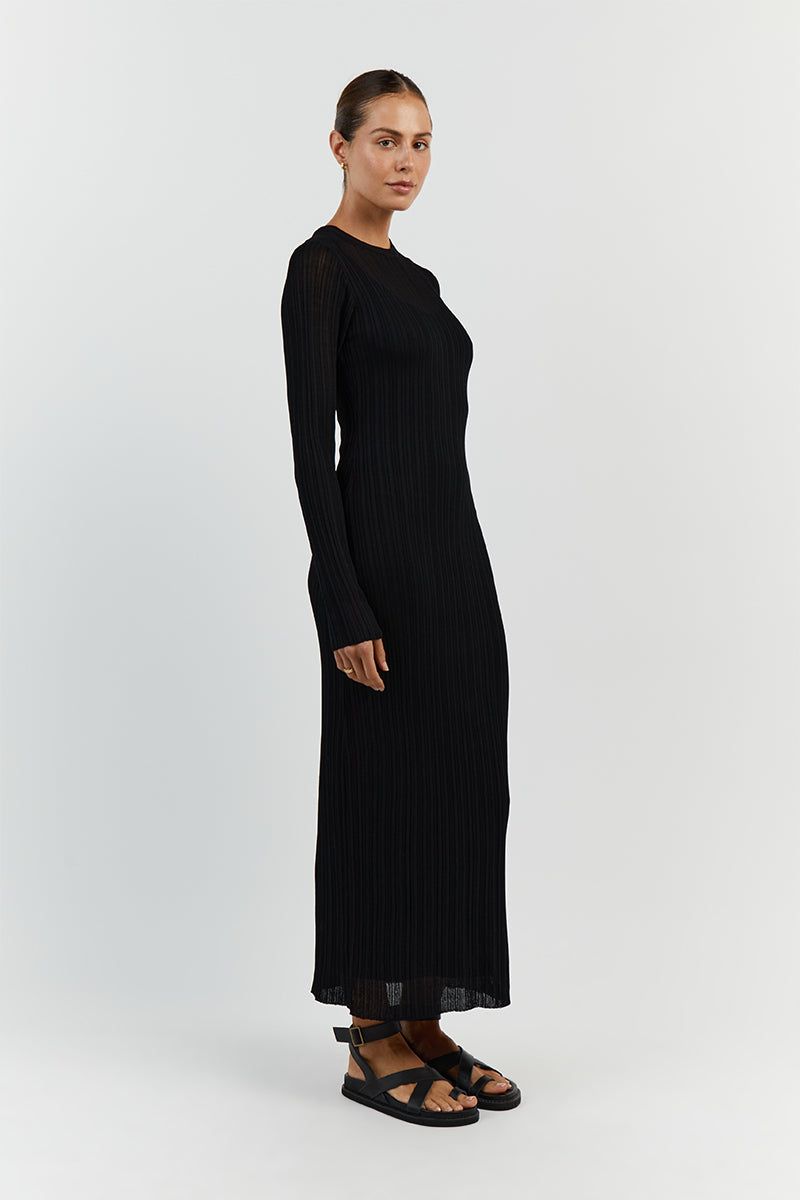 HARPER BLACK LONG SLEEVE KNIT DRESS sold by Dissh product image thumbnail 3