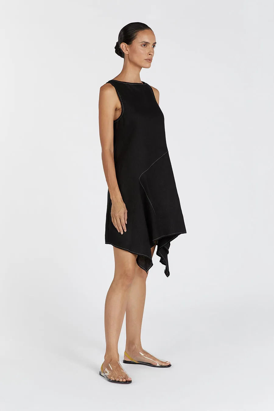 ELSIE BLACK LINEN MINI DRESS sold by Dissh product image thumbnail 3