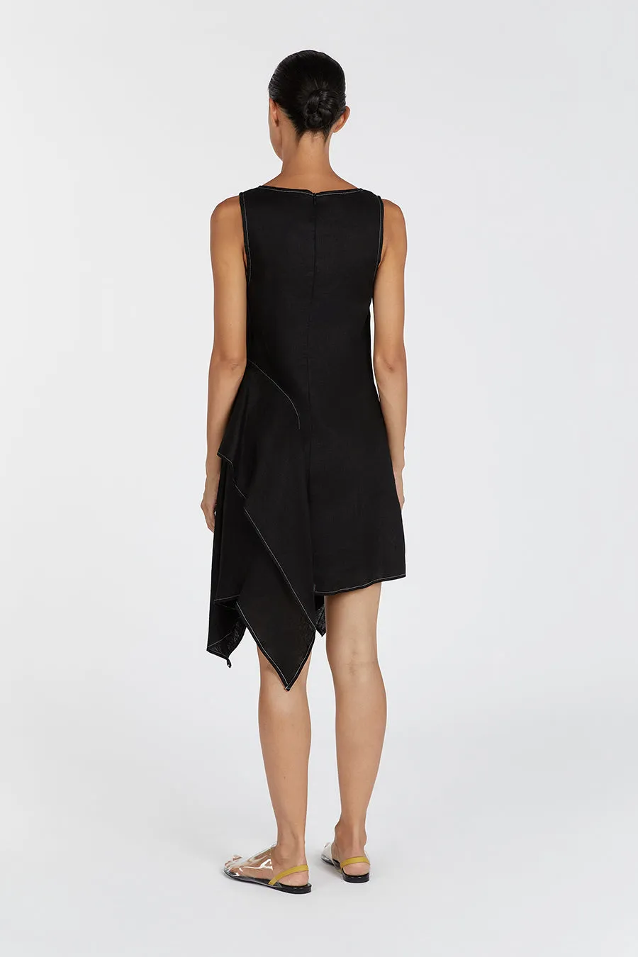 ELSIE BLACK LINEN MINI DRESS sold by Dissh product image thumbnail 4