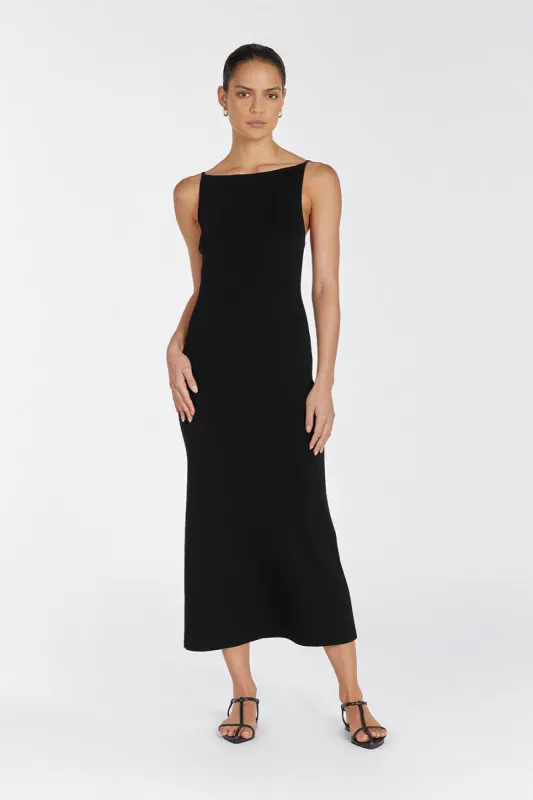 TAYLOR BLACK KNIT MIDI DRESS sold by Dissh