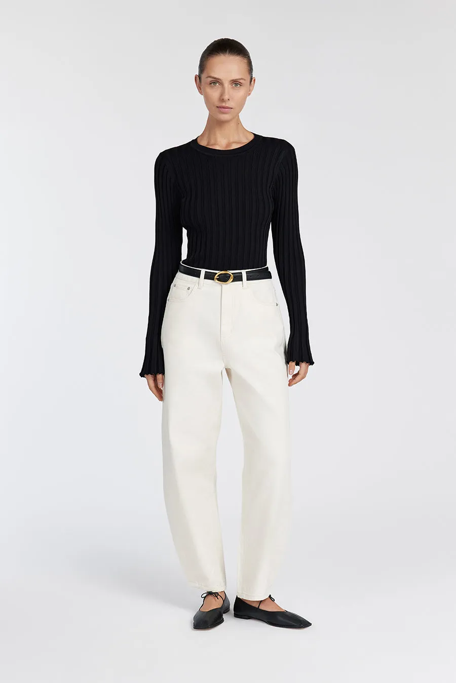 ADA BLACK LONG SLEEVE KNIT TOP sold by Dissh