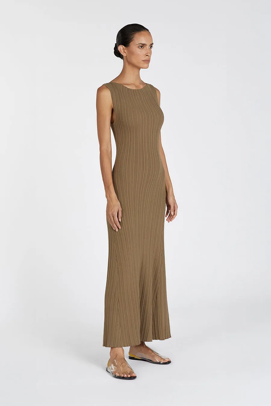IVY KHAKI S/LESS MIDI DRESS sold by Dissh product image thumbnail 3