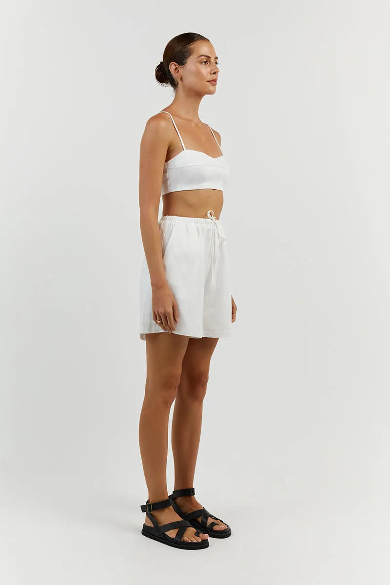 VIENNA WHITE LINEN CURVED CROP TOP sold by Dissh product image thumbnail 3