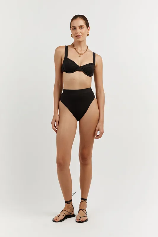 AMAYA BLACK HIGH CUT BRIEF sold by Dissh
