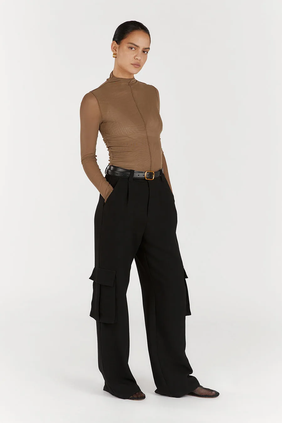 JAGGER TAUPE MESH LONG SLEEVE TOP sold by Dissh product image thumbnail 3