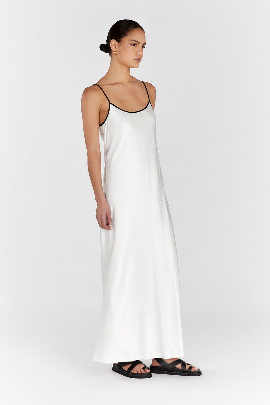 LETTY WHITE SATIN CONTRAST DRESS sold by Dissh product image thumbnail 3