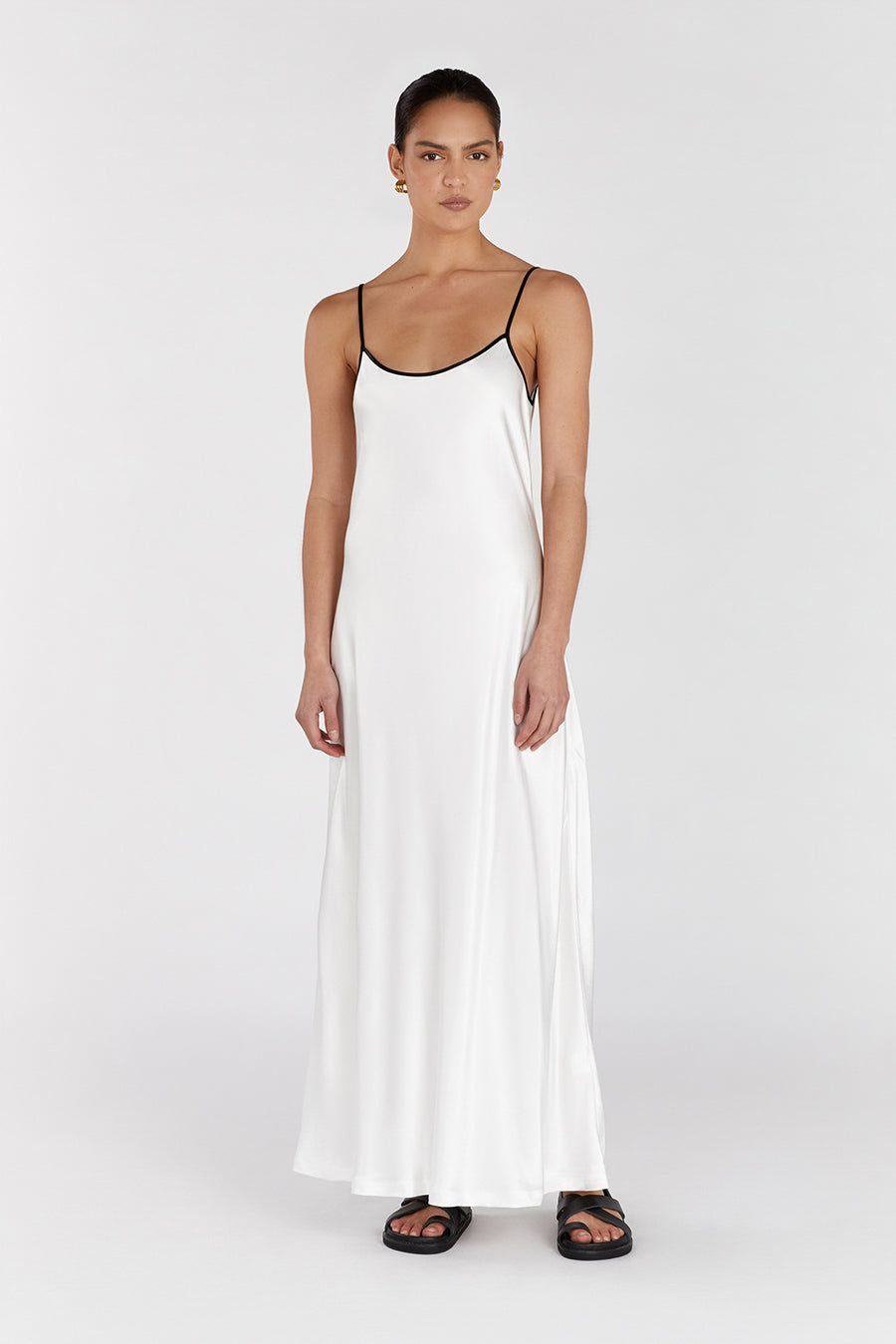 LETTY WHITE SATIN CONTRAST DRESS sold by Dissh product image thumbnail 2