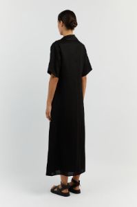 CANDICE BLACK LINEN MIDI DRESS sold by Dissh