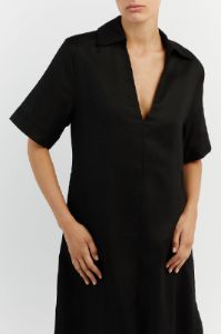 CANDICE BLACK LINEN MIDI DRESS sold by Dissh