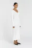 REIGN WHITE SLEEVED KNIT MIDI DRESS sold by Dissh